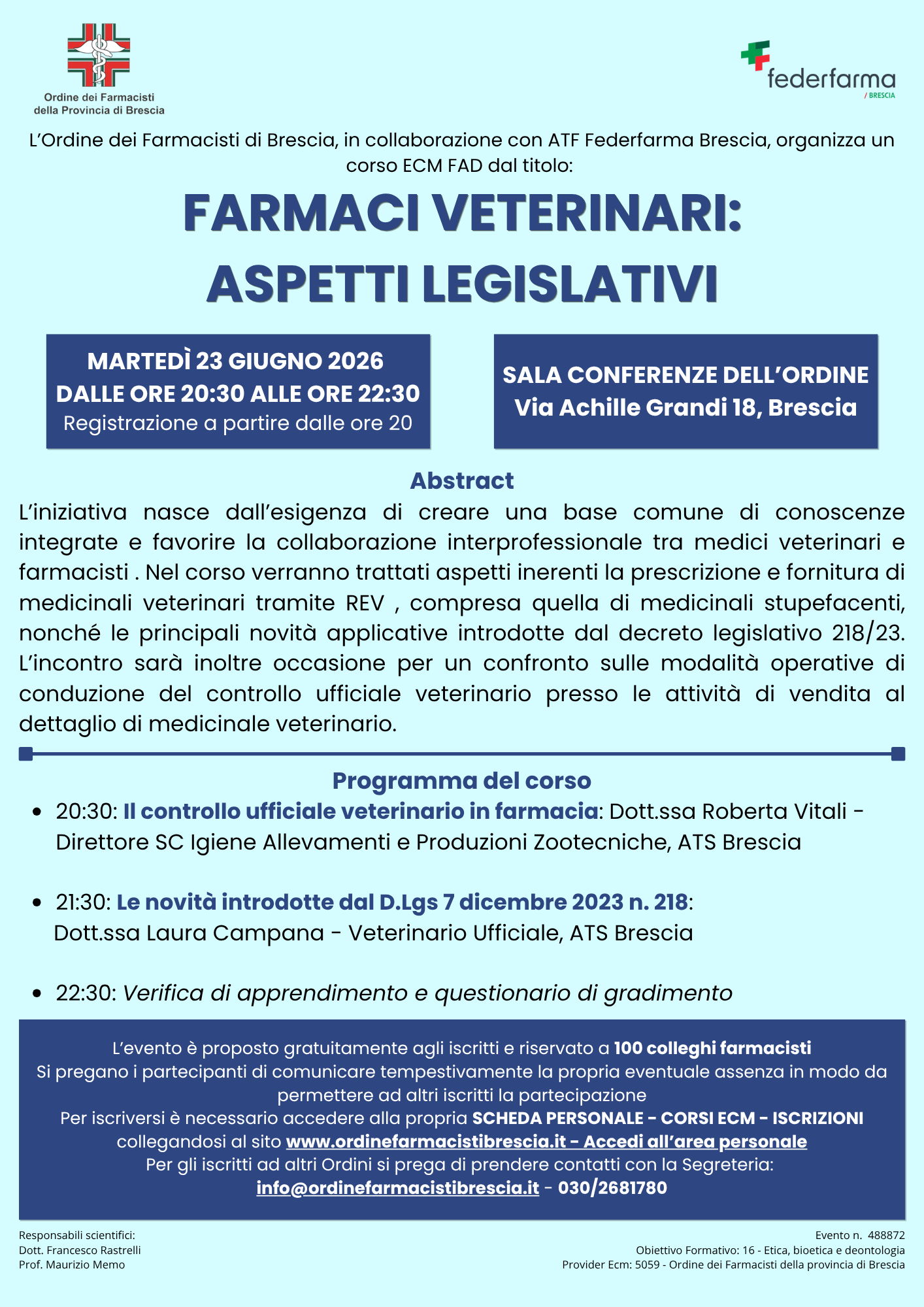 locandina farmaci veterinari 23 giugno